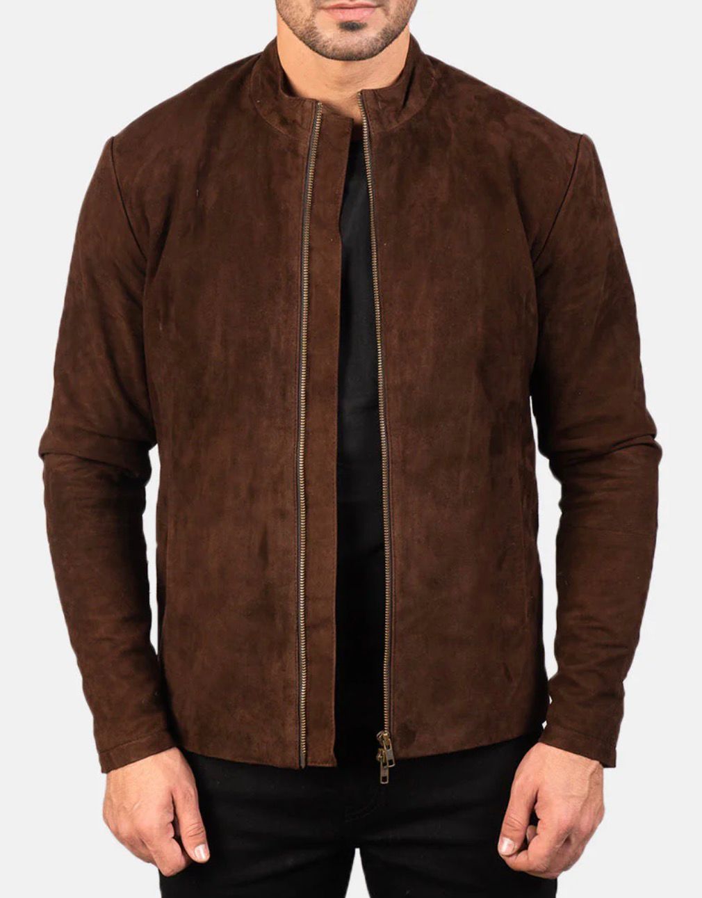CHARCOAL MOCHA SUEDE BIKER JACKET